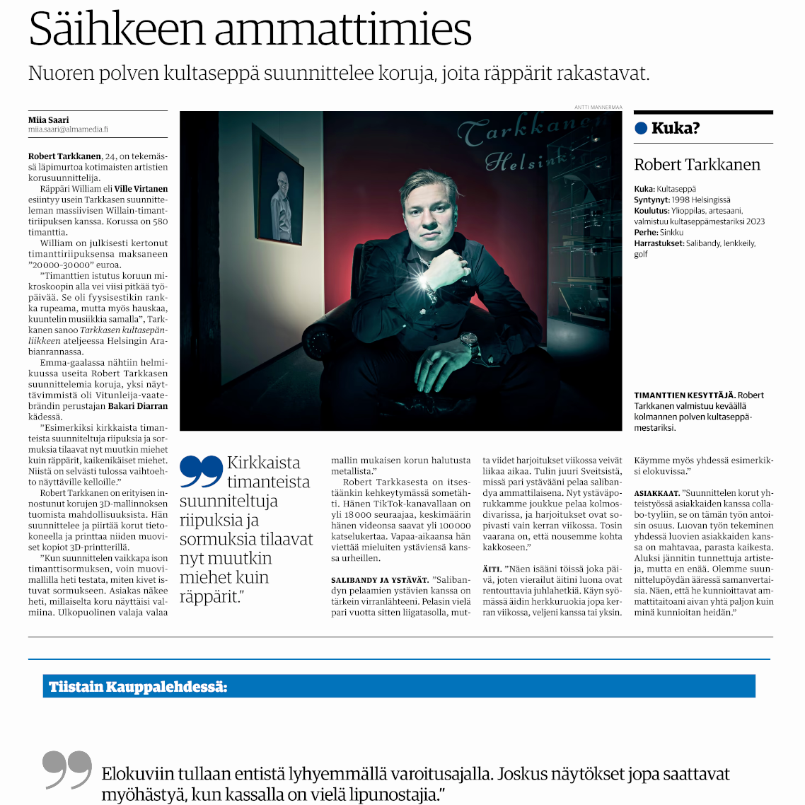 Robert Tarkkanen Kauppalehdessä 20.2.2023