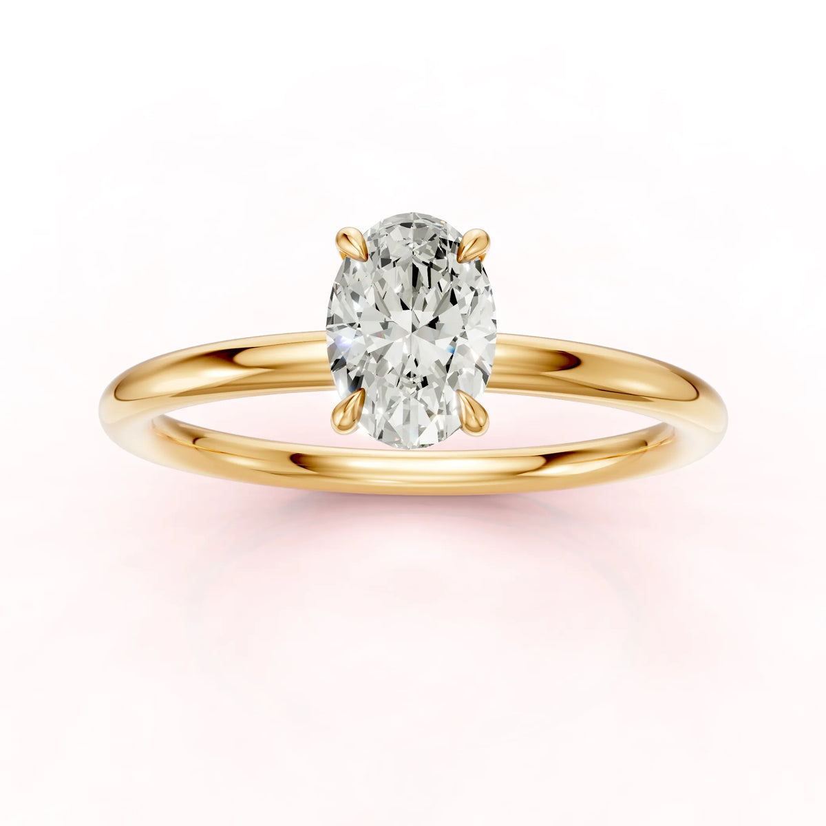 Keltakultainen Ovaali Timanttisormus