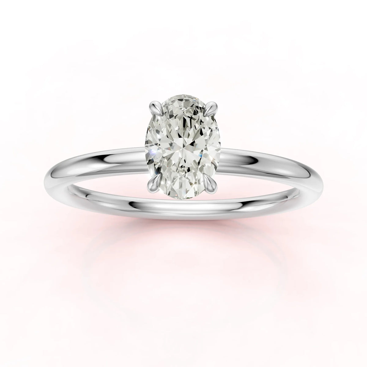 Valkokultainen Ovaali Timanttisormus