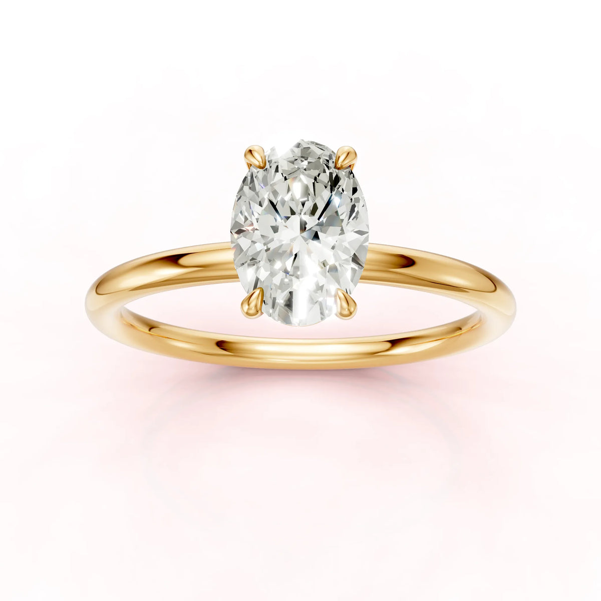 Keltakultainen Ovaali Timanttisormus