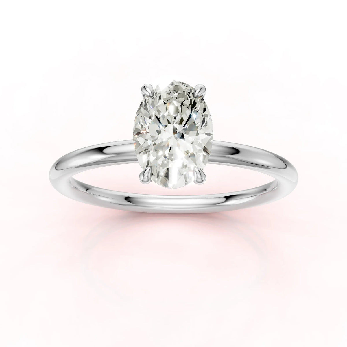 Valkokultainen Ovaali Timanttisormus