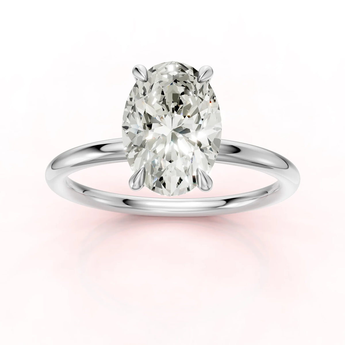 Valkokultainen Ovaali Timanttisormus