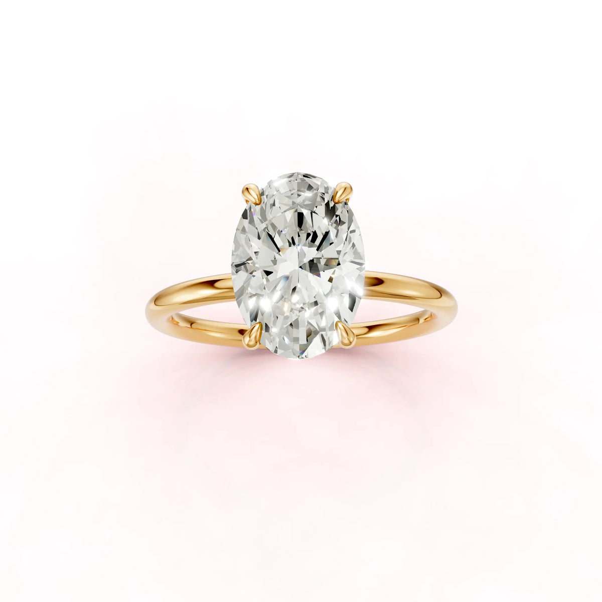 Keltakultainen Ovaali Timanttisormus