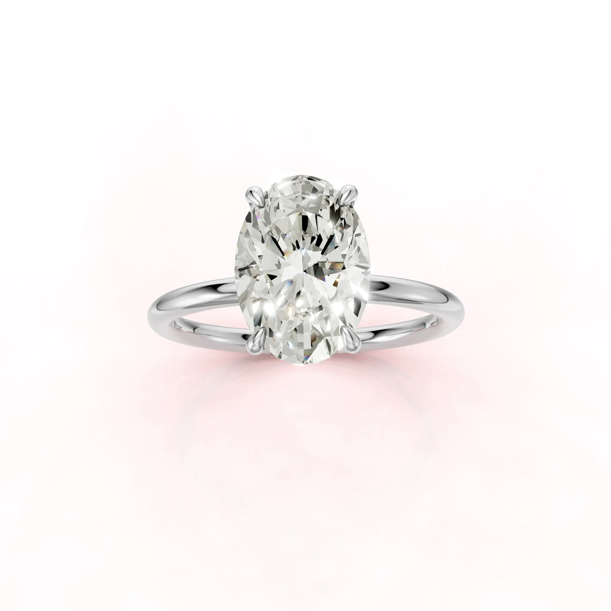 Valkokultainen Ovaali Timanttisormus