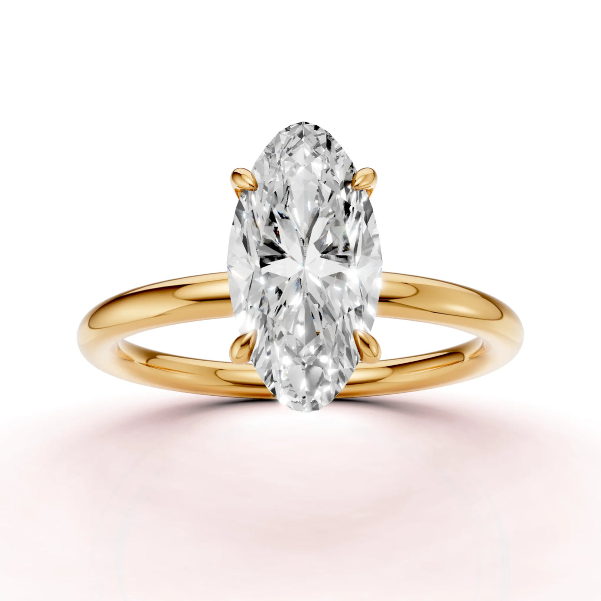 Keltakultainen Movaali timanttisormus