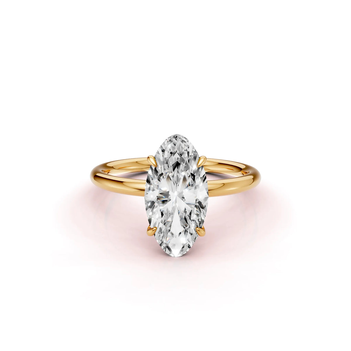 Keltakultainen Movaali timanttisormus