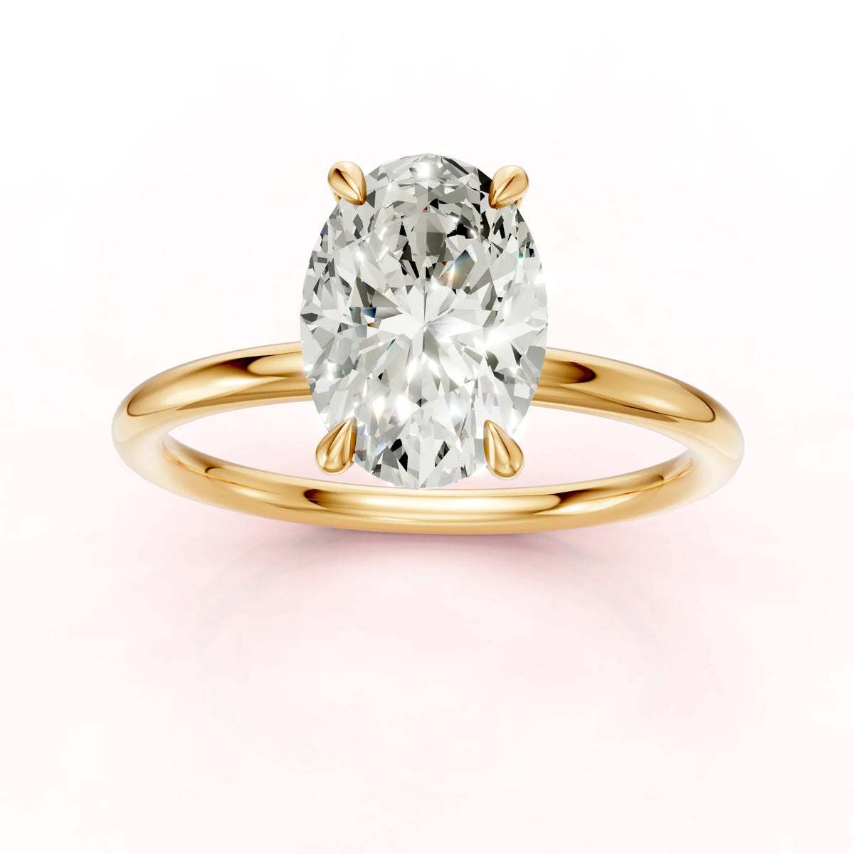 Keltakultainen Ovaali Timanttisormus