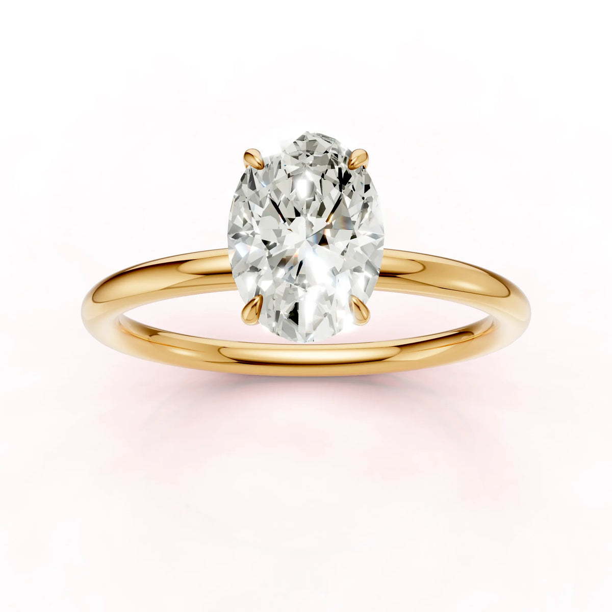 Keltakultainen Ovaali Timanttisormus