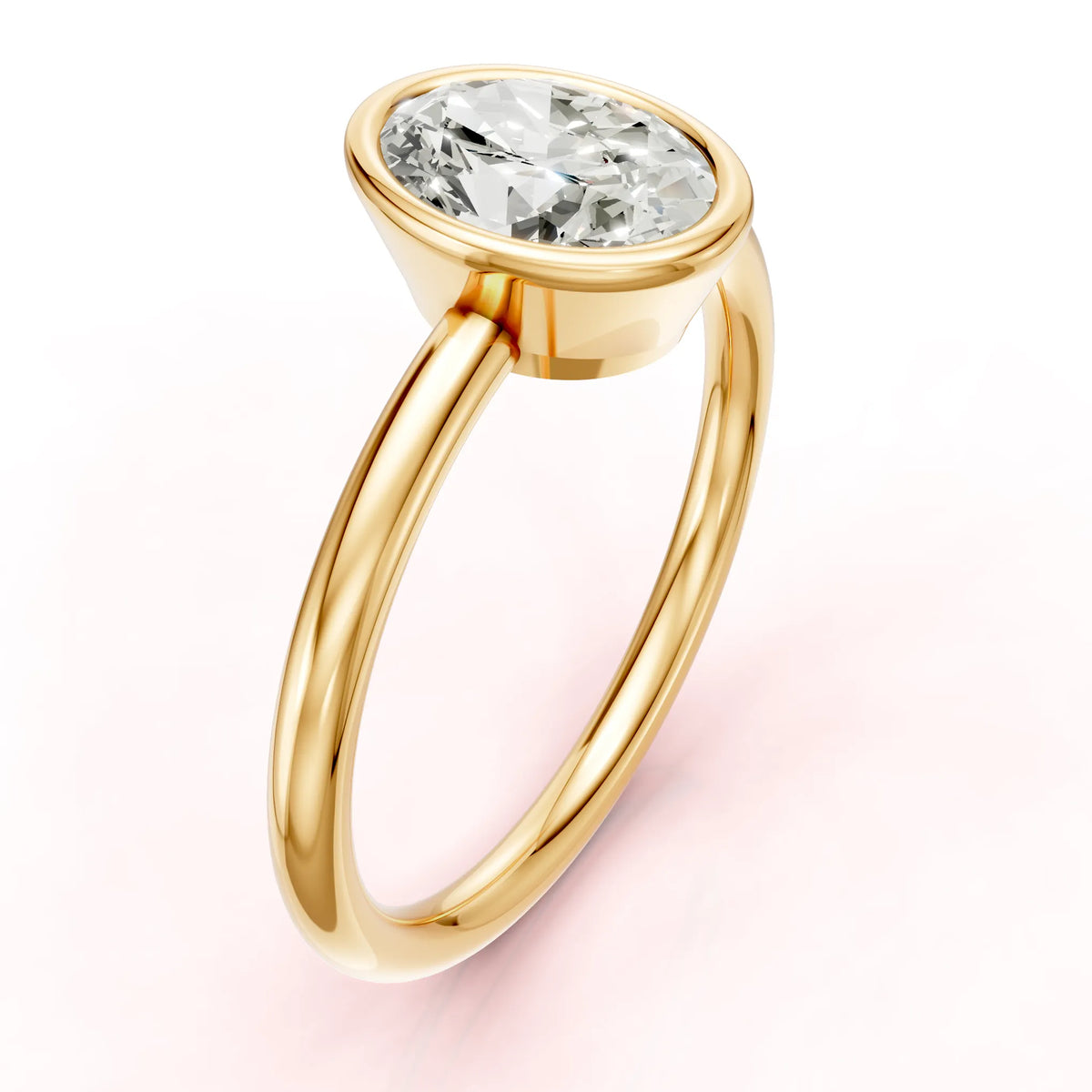 Keltakultainen  Ovaali Bezel - istutettu sormus