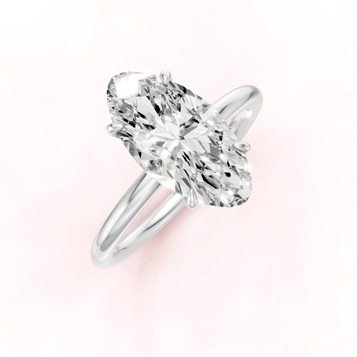 Valkokultainen Movaali Timanttisormus