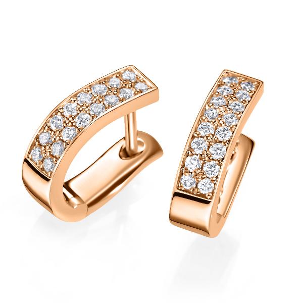 18 K keltakultaiset timanttikorvakorut. Tappikiinnitys ja 0.32 ct briljanttihiottuja timantteja.