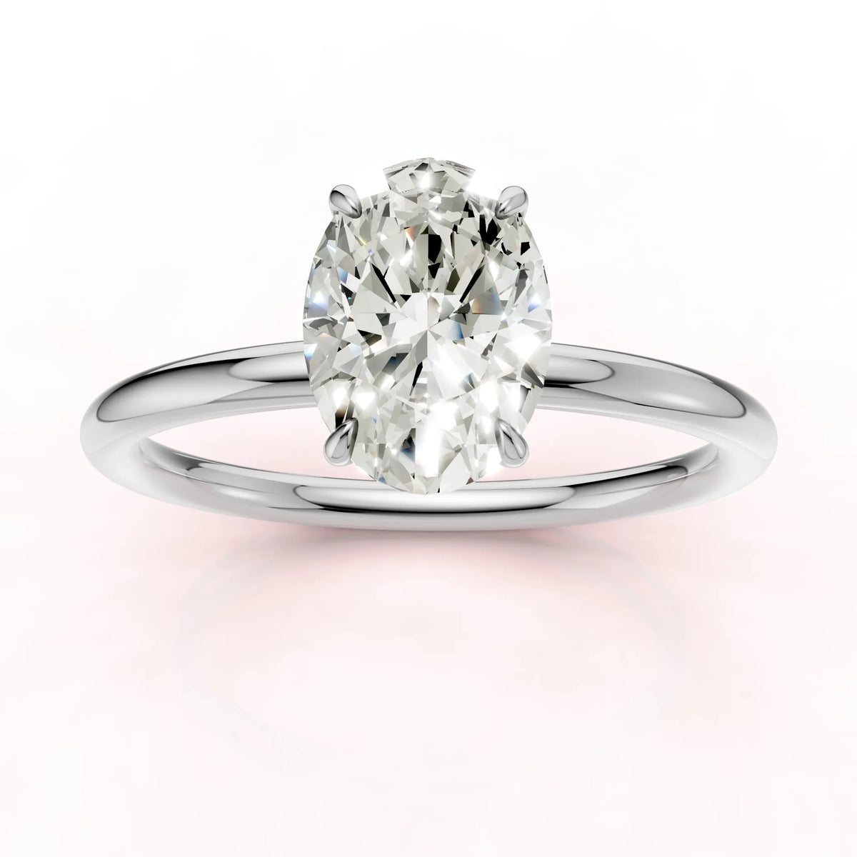 Valkokultainen Ovaali Timanttisormus