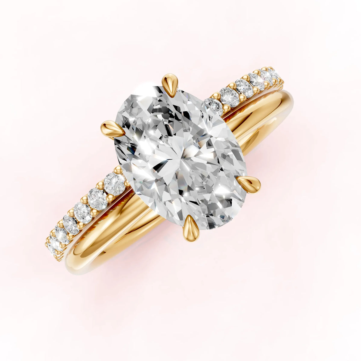 Keltakultainen Ovaali Timanttisormus