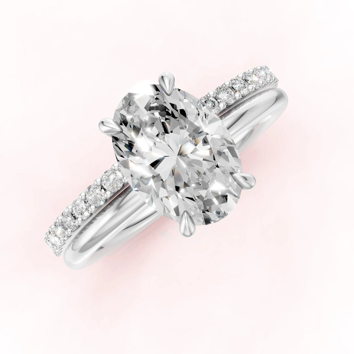 Valkokultainen Ovaali Timanttisormus