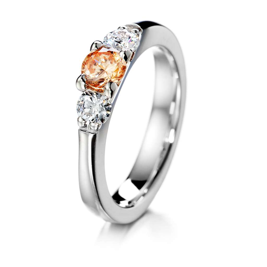 Rakkauden puutarha konjakkitimanttisormus, 1 ct, valkokulta